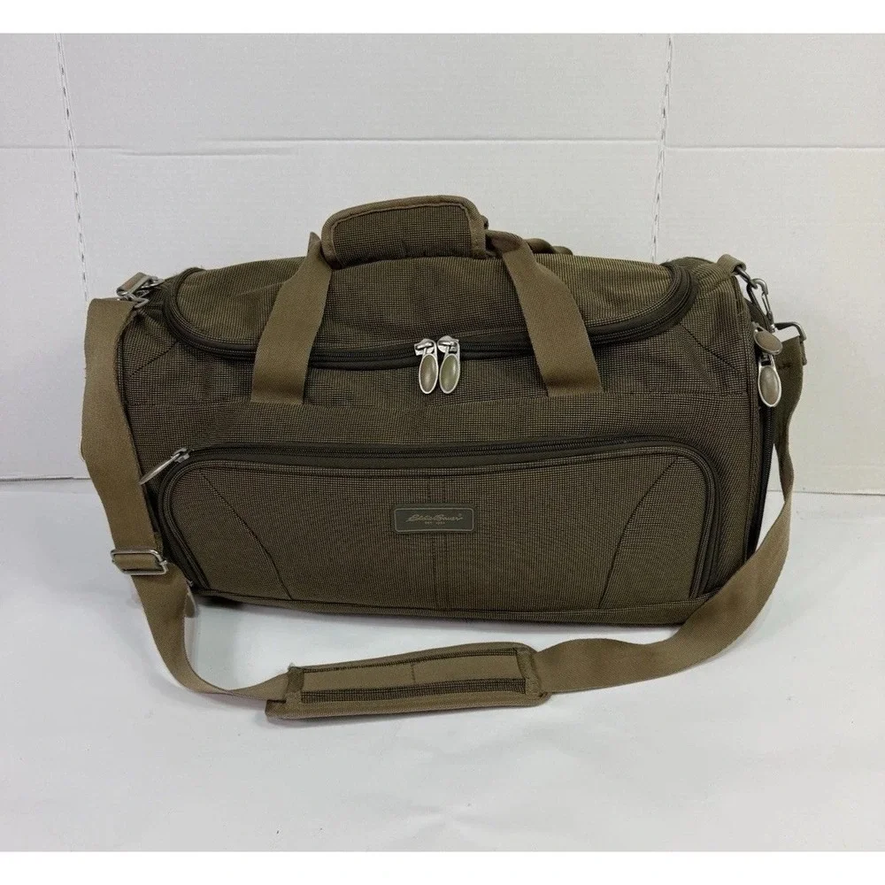 Vtg Eddie Bauer Skyway Luggage Weekend Bag Carry On Olive Green Shoulder Strap